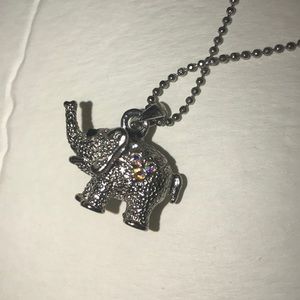 Elephant charm silver necklace